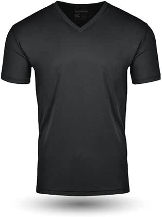 Fresh Clean Threads V Neck T Shirts for Men - Pre Shrunk Soft Fitted Premium Classic Tee - Men's T-Shirt Cotton Poly Blend