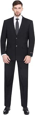 P&L Men's Suits Classic Fit 2 Piece - 2 Button Jacket Formal Dress Blazer & Pleated Pants Set