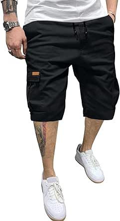Dokotoo Men Mens Cargo Shorts Casual Waist Elastic Drawstring Outdoor Golf Shorts with 6 Pockets