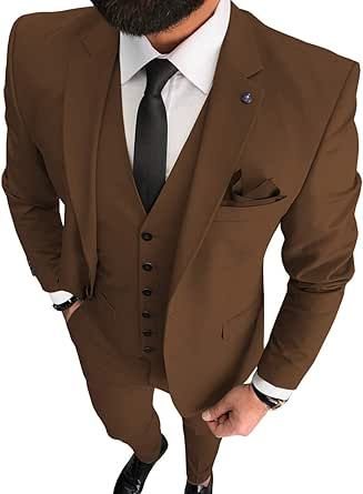 3 Pieces Business Mens Suit Notch Lapel Blazer Formal Wedding Groom Pants Tux Vest Tuxedos