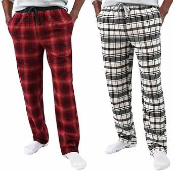 Eddie Bauer Men's Flannel Pajama Pants - 2 Pack Cotton Plaid Pants with Side Pockets