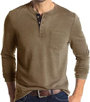 Olidarua Mens Casual Short Sleeve Henley Shirts Fashion Button T Shirts with Pocket