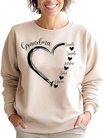 Personalized Grandma Shirt, Grandma Heart Shirt, Grandkids Name Shirt, Christmas Birthday for Nana Mimi