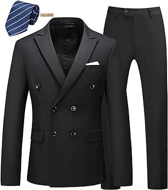 MOGU Mens 2 Piece Double Breasted Suit Slim Fit Tuxedo Blazer and Pants for Wedding Prom Homecoming