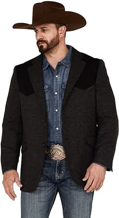 Cody James Men's Waco Contrast Yolk Button Down Western Sportcoat Charcoal 48 REG