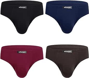 wirarpa Men's Underwear Modal Microfiber Briefs No Fly Covered Waistband Silky Touch Underpants 4 Pack