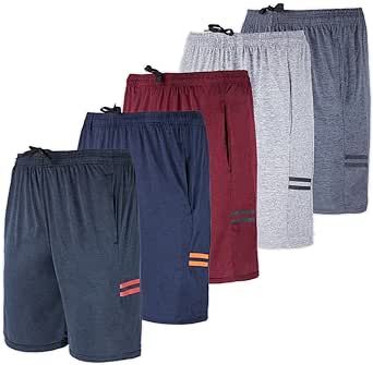 Real Essentials 5 Pack: Men's Dry-Fit Sweat Resistant Active Athletic Performance Shorts