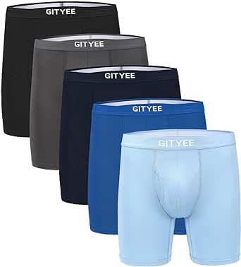 Gityee Men's Underwear, Performance Mesh Underwear Boxer Briefs for Men, Pack of 5
