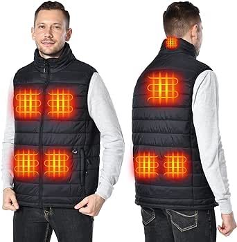 uupalee Heated Vest Outdoor Lightweight Warm Heating Clothing Black( Battery Not Included)