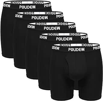 POUDEW Men's Underwear, Athletic Performance Mesh Boxer Briefs for Men, Pack of 5