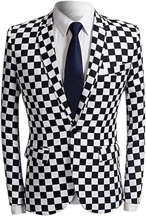 Cloudstyle Men's Fashion Slim Fit Casual Print One Button Suit Jacket Blazer