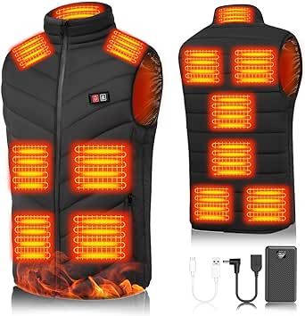 YMTHE Heated Vest with 7.4V 30000mAh Battery Pack,13 Heated Zones Electric Vest,3s Quick Heating Sleeveless Jacket