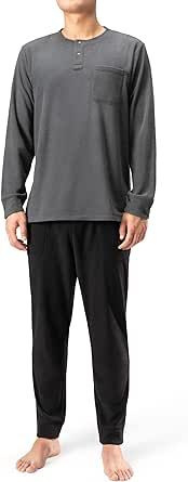 DAVID ARCHY Men's Polar Fleece Pajamas Set Henley Collar Warm Sleepwear Comfy Soft Loungewear Pjs Winter Pajama for Men