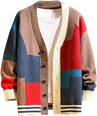 GURUNVANI Cardigan Sweater for Men Knitted Long Sleeve Sweaters with Buttons