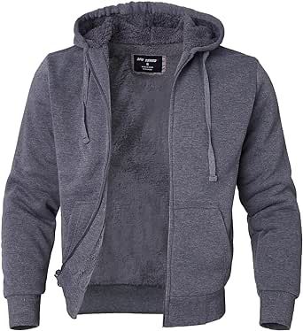 Facitisu Men's Winter Zip Up Hoodie Sherpa Fleece Sweatshirt Warm Thick heavyweight Coats