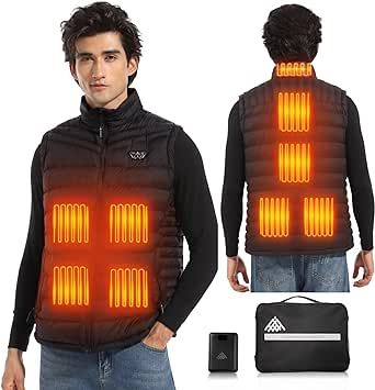 PIFMYSEDOL Heated Vest for Men with Battery Pack 14400mAh, Lightweight Mens Heated Vests with 9 Heating Panels, Black