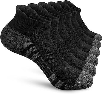 Felicigeely Ankle Athletic Running Socks Low Cut Sports Socks Breathable Cushioned Tab Socks for Men Women 6 Pairs
