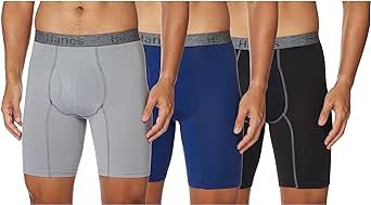 Hanes Mens Comfort Flex Fit Ultra Soft Cotton Stretch Long Leg Boxer Briefs 3-Pack