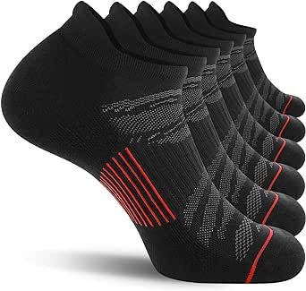 FITRELL Men's 6 Pack Ankle Running Socks Low Cut Cushioned Athletic Sports Socks 7-9/9-12/12-15