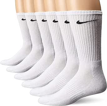 NIKE | Performance Cushion Crew Socks, 6 Pack, White/Black - Large (8-12)