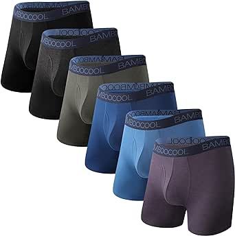 BAMBOO COOL Moisture-Wicking Soft Men's Underwear Boxer Briefs for Men With Open Fly Pouch (6 pack)