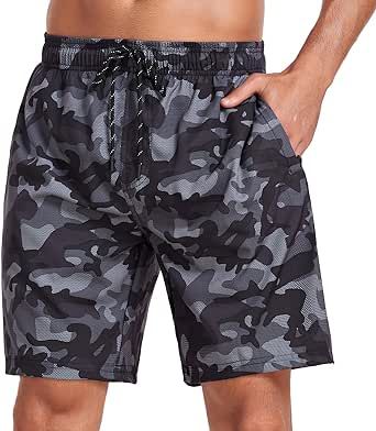Flytop Mens Swim Trunks Quick Dry Board Shorts with Zipper Pockets Bathing Suit