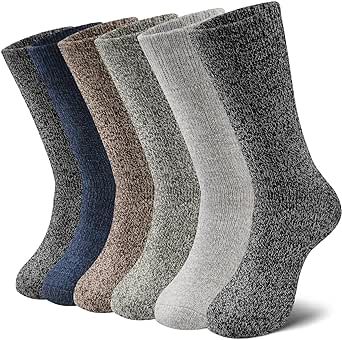 YUVFEHY 6 Pairs Wool Socks Mens Soft Warm Winter Socks - Soft Wool Hiking Socks - Casual Crew Socks for Indoors and Outdoors