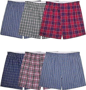 Fruit of the Loom Men's Tag-Free Woven Boxer Shorts, Relaxed Fit, Moisture Wicking, Assorted Color Multipacks