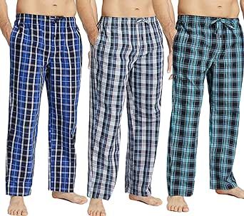 JupiterSecret Mens Pajama Pants Set Flannel Cotton Plaid Sleep & Lounge Pants, PJ Bottoms with Pockets and Button Fly