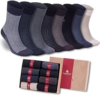 BAMBOOVEN Men’s Lightweight Dress and Trouser Socks – Premium Bamboo, Odor Free & Breathable, (3 pair or 8 pair + Gift box)