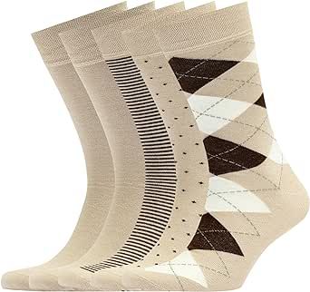VRD SOCKS Bamboo Men’s Dress Socks, 5 Pairs Patterned Crew Socks, Moisture Wicking, Mens Mid-calf Socks, Mens Socks Size 8-13