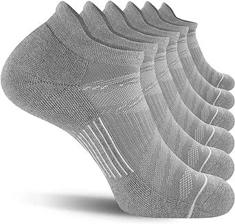FITRELL Men's 6 Pack Ankle Running Socks Low Cut Cushioned Athletic Sports Socks 7-9/9-12/12-15