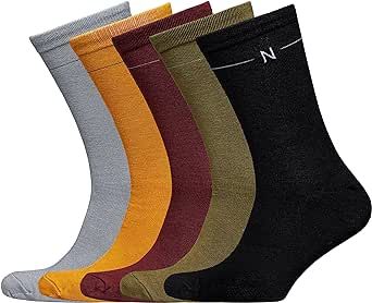 NUDUS UNDERWEAR Mens Bamboo Classic Dress Socks 5-Pair Gift Box - Very Soft, Thin, Breathable